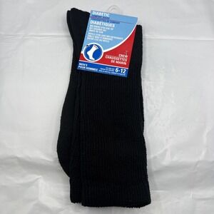 Greenbrier Mens Diabetic Comfort Socks Crew Length Non-Binding Black NWT 6-12